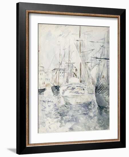 White Boat in the Port, Nice, 1881 (W/C on Paper)-Berthe Morisot-Framed Giclee Print