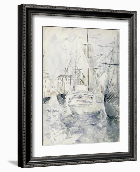 White Boat in the Port, Nice, 1881 (W/C on Paper)-Berthe Morisot-Framed Giclee Print