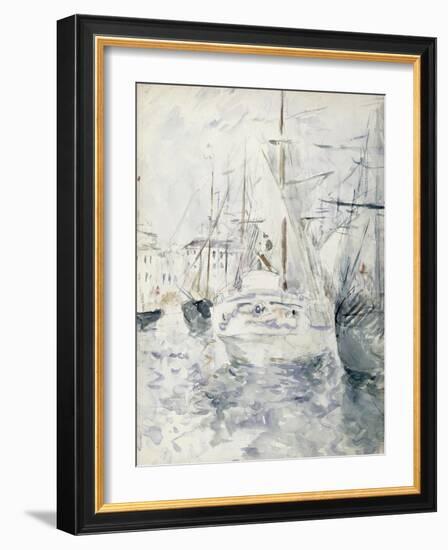 White Boat in the Port, Nice, 1881 (W/C on Paper)-Berthe Morisot-Framed Giclee Print