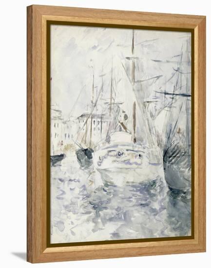 White Boat in the Port, Nice, 1881 (W/C on Paper)-Berthe Morisot-Framed Premier Image Canvas