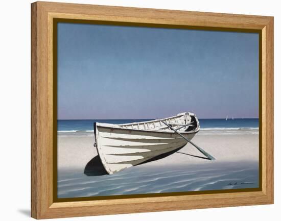 White Boat on Beach-Zhen-Huan Lu-Framed Premier Image Canvas