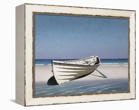 White Boat on Beach-Zhen-Huan Lu-Framed Premier Image Canvas