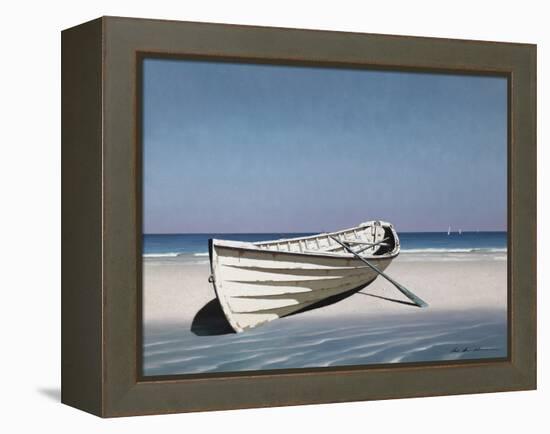 White Boat on Beach-Zhen-Huan Lu-Framed Premier Image Canvas