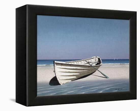 White Boat on Beach-Zhen-Huan Lu-Framed Premier Image Canvas