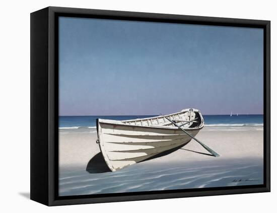 White Boat on Beach-Zhen-Huan Lu-Framed Premier Image Canvas