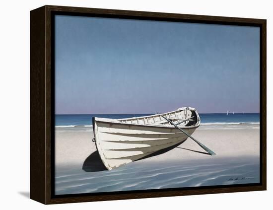 White Boat on Beach-Zhen-Huan Lu-Framed Premier Image Canvas