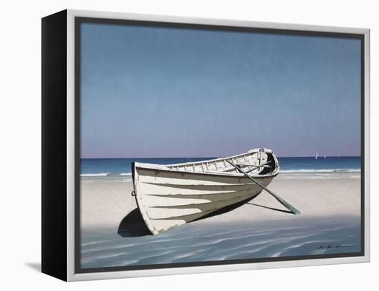 White Boat on Beach-Zhen-Huan Lu-Framed Premier Image Canvas