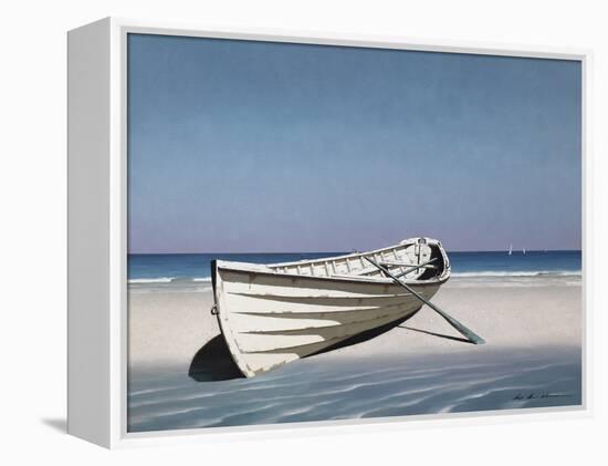 White Boat on Beach-Zhen-Huan Lu-Framed Premier Image Canvas