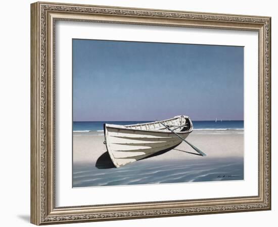 White Boat on Beach-Zhen-Huan Lu-Framed Premium Photographic Print