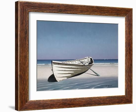 White Boat on Beach-Zhen-Huan Lu-Framed Premium Photographic Print