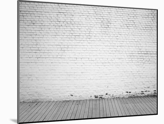 White Brick Wall and Wood Floor Background-Vitaliy Pakhnyushchyy-Mounted Photographic Print