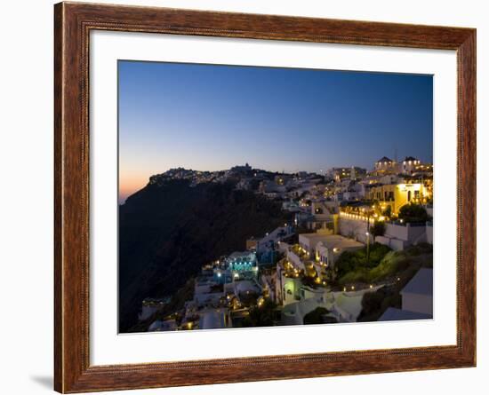 White Buildings at Night, Fira, Santorini, Greece-Bill Bachmann-Framed Photographic Print