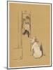 White Bulldog Guards His Master's Friend Pammy While She Changes Her Clothes-Cecil Aldin-Mounted Photographic Print