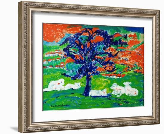 White Bullocks under a Tree-Brenda Brin Booker-Framed Giclee Print