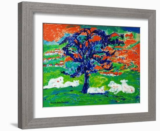 White Bullocks under a Tree-Brenda Brin Booker-Framed Giclee Print