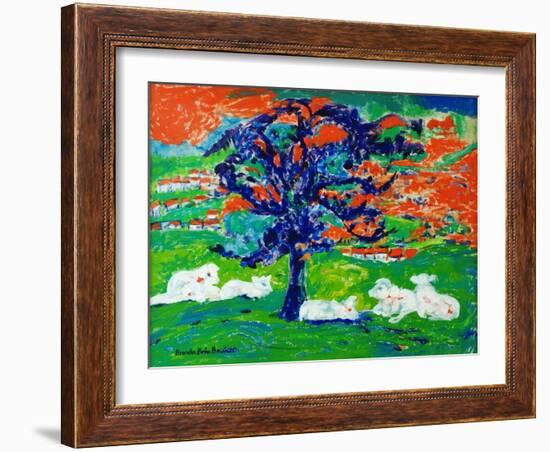 White Bullocks under a Tree-Brenda Brin Booker-Framed Giclee Print