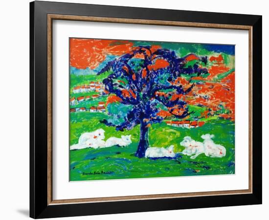 White Bullocks under a Tree-Brenda Brin Booker-Framed Giclee Print