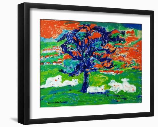 White Bullocks under a Tree-Brenda Brin Booker-Framed Giclee Print