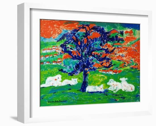 White Bullocks under a Tree-Brenda Brin Booker-Framed Giclee Print