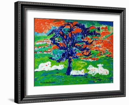 White Bullocks under a Tree-Brenda Brin Booker-Framed Giclee Print