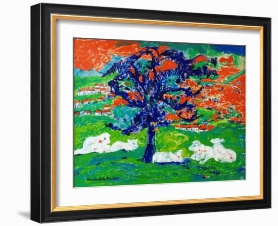 White Bullocks under a Tree-Brenda Brin Booker-Framed Giclee Print