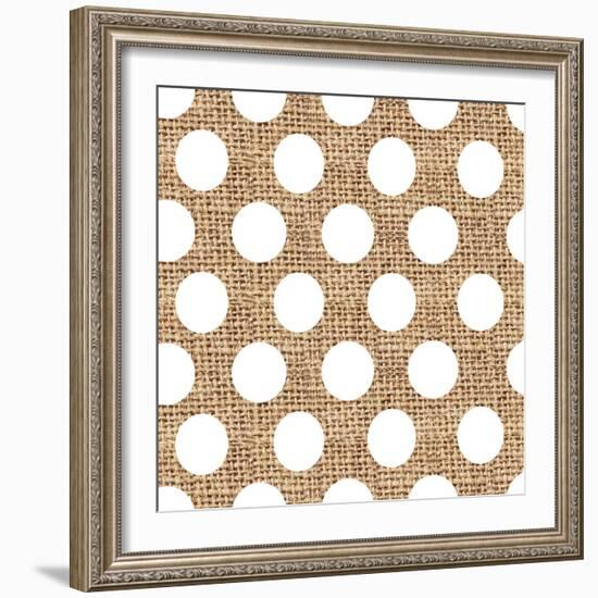 White Burlap Dots-Joanne Paynter Design-Framed Giclee Print