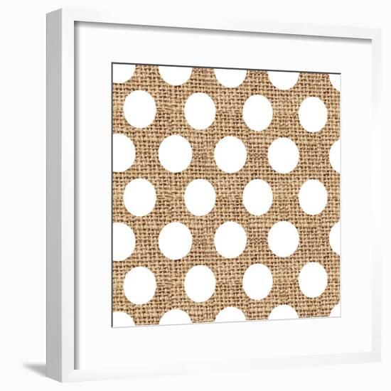 White Burlap Dots-Joanne Paynter Design-Framed Giclee Print