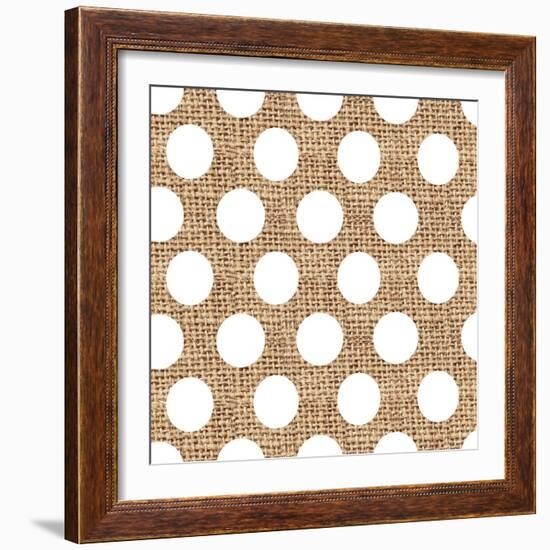 White Burlap Dots-Joanne Paynter Design-Framed Giclee Print