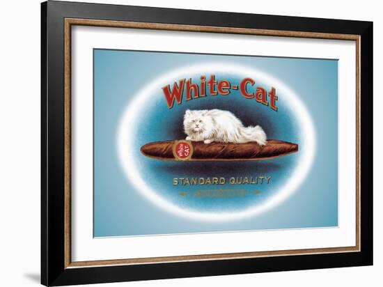 White-Cat Cigars-null-Framed Art Print