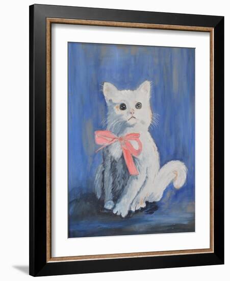 White Cat with Pink Bow-mcpuckette-Framed Photographic Print