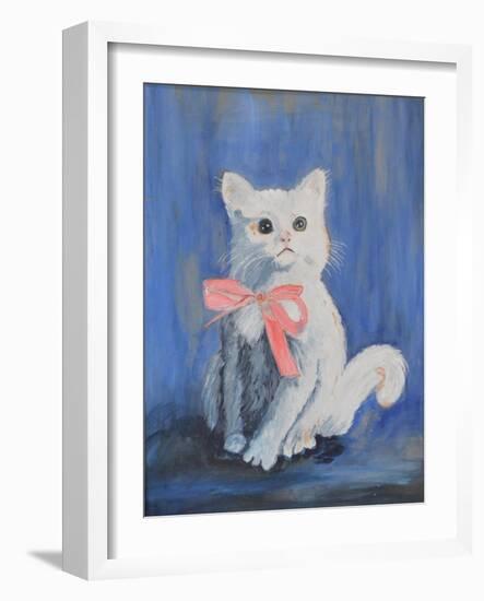 White Cat with Pink Bow-mcpuckette-Framed Photographic Print