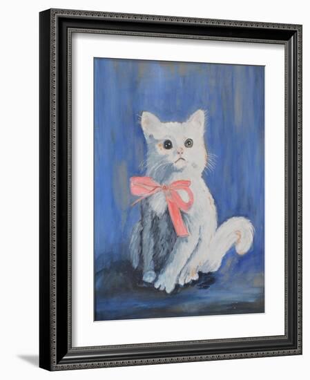 White Cat with Pink Bow-mcpuckette-Framed Photographic Print