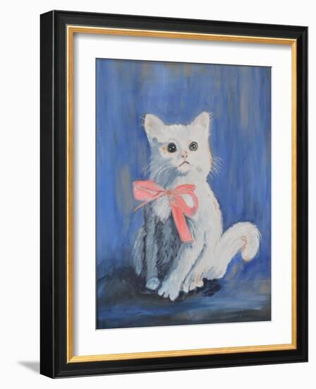 White Cat with Pink Bow-mcpuckette-Framed Photographic Print