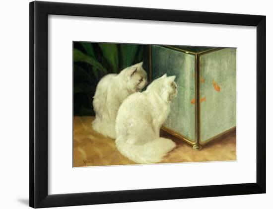 White Cats Watching Goldfish-Arthur Heyer-Framed Giclee Print