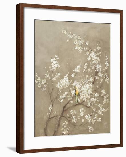 White Cherry Blossom I Neutral Crop Bird-Danhui Nai-Framed Art Print