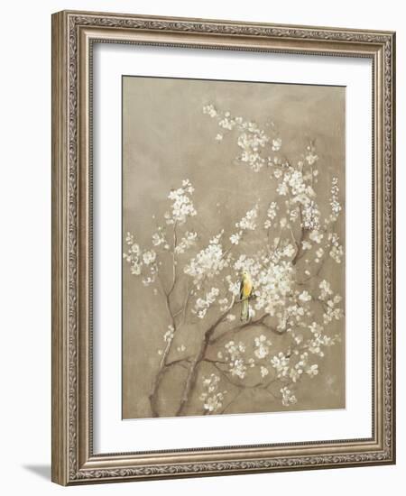 White Cherry Blossom I Neutral Crop Bird-Danhui Nai-Framed Premium Giclee Print