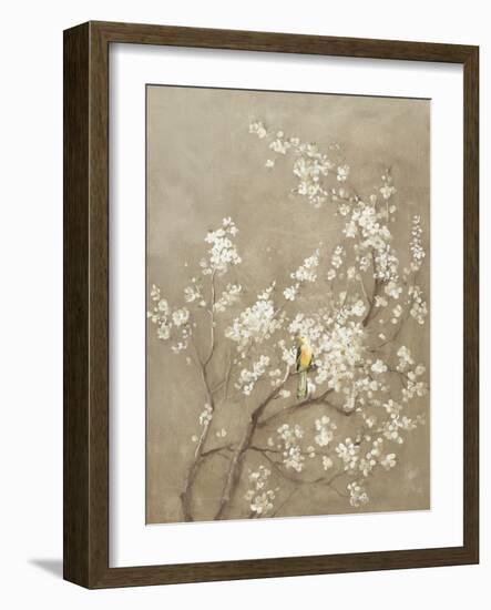 White Cherry Blossom I Neutral Crop Bird-Danhui Nai-Framed Premium Giclee Print