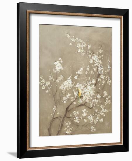 White Cherry Blossom I Neutral Crop Bird-Danhui Nai-Framed Premium Giclee Print