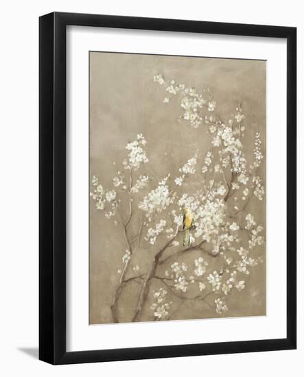 White Cherry Blossom I Neutral Crop Bird-Danhui Nai-Framed Premium Giclee Print