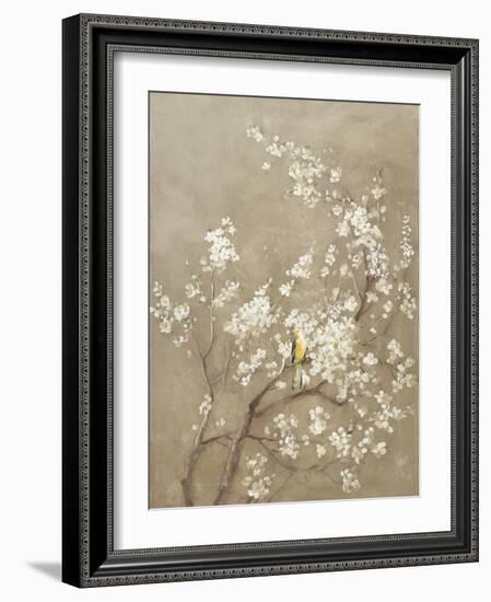 White Cherry Blossom I Neutral Crop Bird-Danhui Nai-Framed Premium Giclee Print