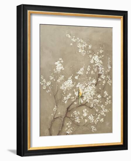 White Cherry Blossom I Neutral Crop Bird-Danhui Nai-Framed Premium Giclee Print