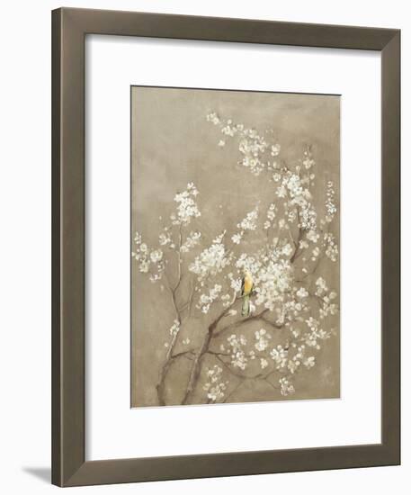 White Cherry Blossom I Neutral Crop Bird-Danhui Nai-Framed Art Print