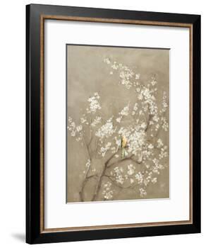 White Cherry Blossom I Neutral Crop Bird-Danhui Nai-Framed Art Print