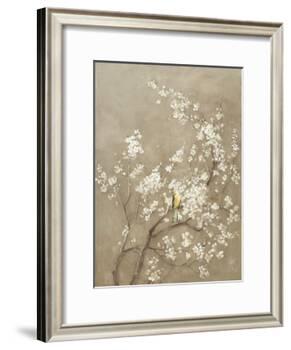 White Cherry Blossom I Neutral Crop Bird-Danhui Nai-Framed Art Print