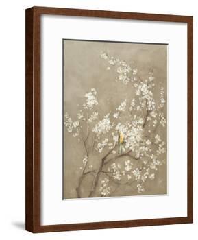 White Cherry Blossom I Neutral Crop Bird-Danhui Nai-Framed Art Print