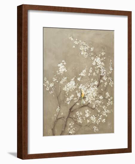 White Cherry Blossom I Neutral Crop Bird-Danhui Nai-Framed Art Print