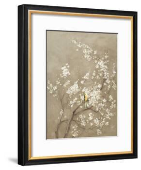 White Cherry Blossom I Neutral Crop Bird-Danhui Nai-Framed Art Print