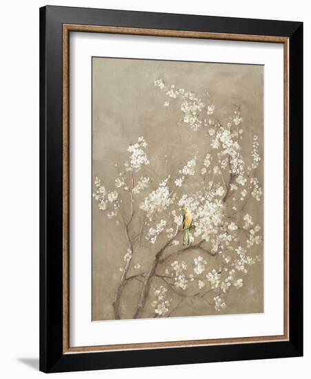 White Cherry Blossom I Neutral Crop Bird-Danhui Nai-Framed Art Print