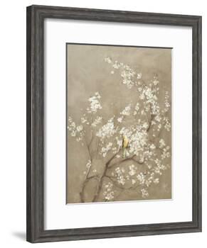 White Cherry Blossom I Neutral Crop Bird-Danhui Nai-Framed Art Print
