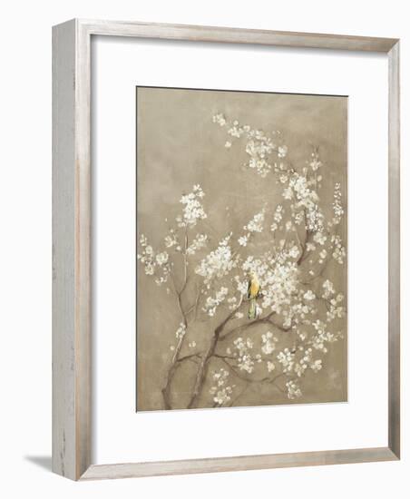 White Cherry Blossom I Neutral Crop Bird-Danhui Nai-Framed Art Print